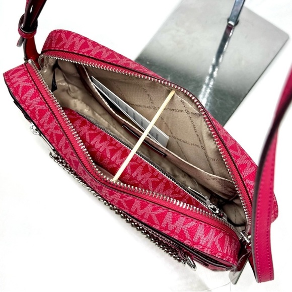 Michael Kors Large EW Crossbody Bag & Matching Trifold Wallet Dark Raspberry - Picture 14 of 15